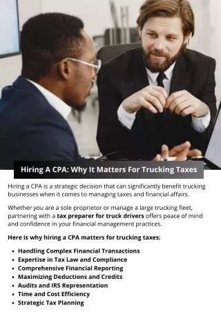 Hiring A CPA: Why It Matters For Trucking Taxes