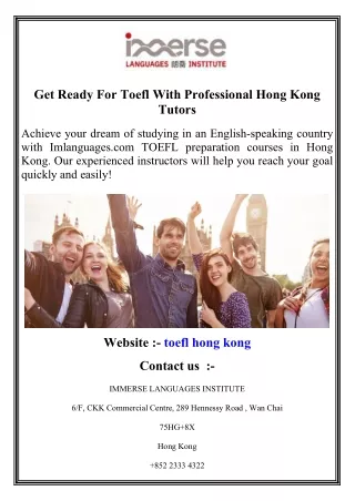 Get Ready For Toefl With Professional Hong Kong Tutors