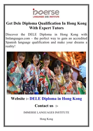 Get Dele Diploma Qualification In Hong Kong With Expert Tutors