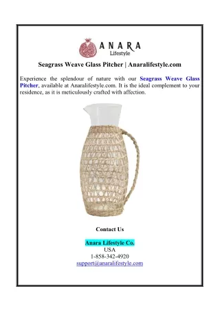 Seagrass Weave Glass Pitcher | Anaralifestyle.com