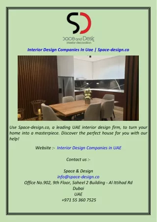 Interior Design Companies In Uae  Space-design.co