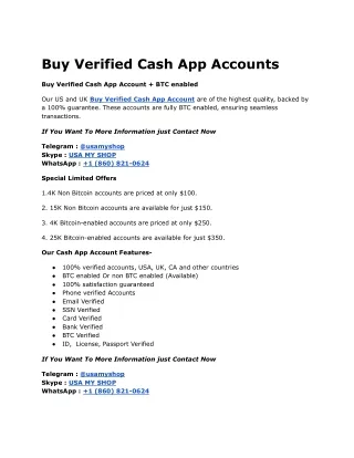 Fastest Way To Buy Verified Cash App Accounts in Online