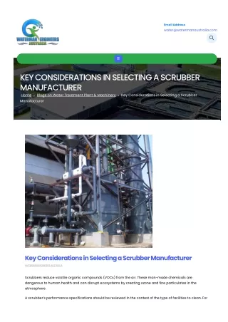 Key Considerations in Selecting a Scrubber Manufacturer
