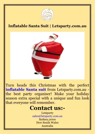 Inflatable Santa Suit  Letsparty.com.au