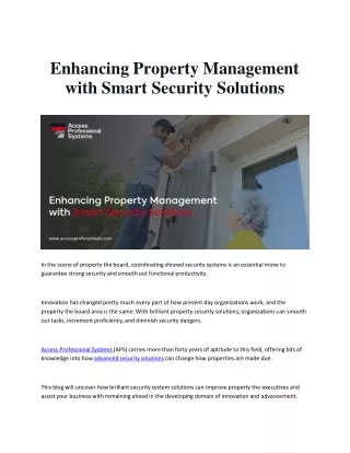 Enhancing Property Management with Smart Security Solutions