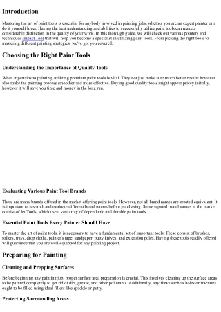 Mastering the Art of Paint Tools: Tips and Techniques