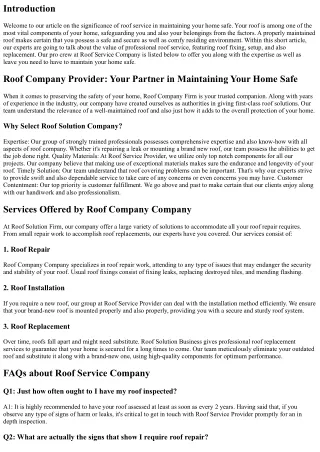 Roof Service Business: Your Partner in Keeping Your Home Safe