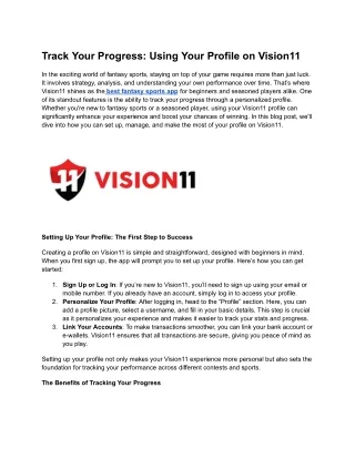 Track Your Progress_ Using Your Profile on Vision11