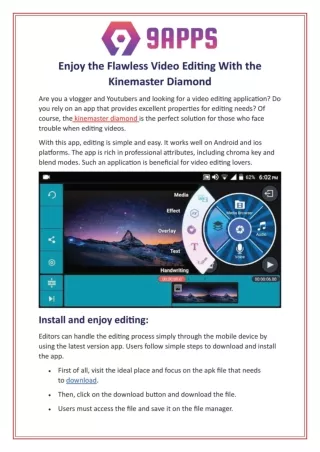 Enjoy the Flawless Video Editing With the Kinemaster Diamond