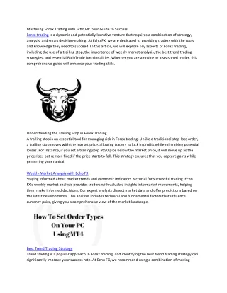 Trailing Stop In Forex Trading