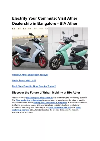 Electrify Your Commute_ Visit Ather Dealership in Bangalore - BIA Ather