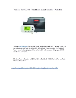 Resideo He100A1000-12Gpd Basic Evap Humidifier _ PartsHnC