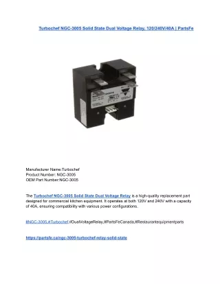 Turbochef NGC-3005 Solid State Dual Voltage Relay, 120_240V_40A _ PartsFe