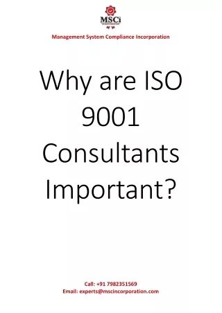 Why are ISO 9001 Consultants Important