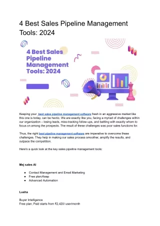 4 Best Sales Pipeline Management Tools 2024