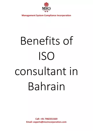 Benefits of ISO consultant in Bahrain