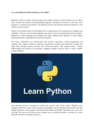 Are you looking for Python tutoring service online?