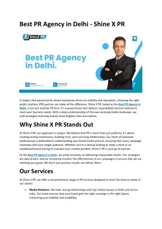 Best PR Agency in Delhi - Shine X PR
