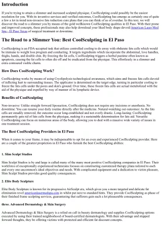 The Road to a Slimmer You: Best CoolSculpting in El Paso