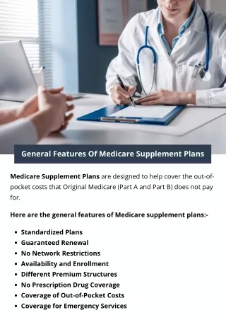 General Features Of Medicare Supplement Plans