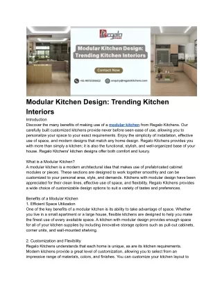 Modular Kitchen Design: Trending Kitchen Interiors