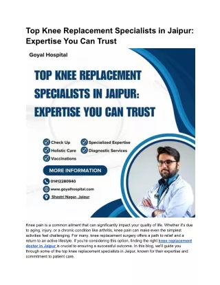 Top Knee Replacement Specialists in Jaipur_ Expertise You Can Trust