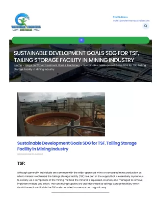 Sustainable Development Goals SDG for TSF, Tailing Storage Facility, MINING DAM, MINING PIT in Mining Industry