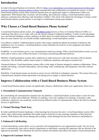 Improve Collaboration with a Cloud-Based Business Phone System
