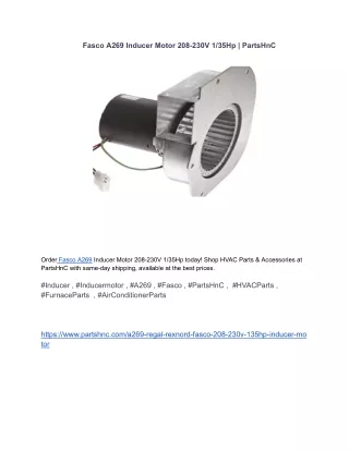 Fasco A269 Inducer Motor _ PartsHnC