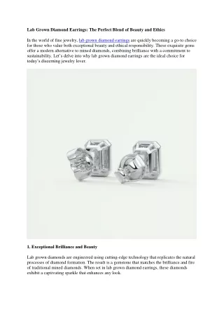 The Appeal of Lab Grown Diamond Earrings: Beauty Meets Ethics