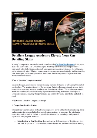 Detailers League Academy: Elevate Your Car Detailing Skills