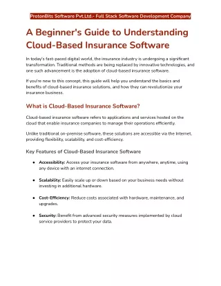 A Beginner's Guide to Understanding Cloud-Based Insurance Software