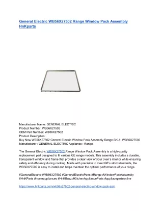 General Electric WB56X27502 Range Window Pack Assembly HnKparts