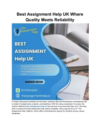 Best Assignment Help UK Where Quality Meets Reliability