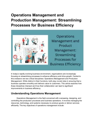 Operations Management and Production Management_ Streamlining Processes for Business Efficiency