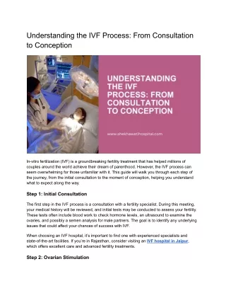 Understanding the IVF Process: From Consultation to Conception