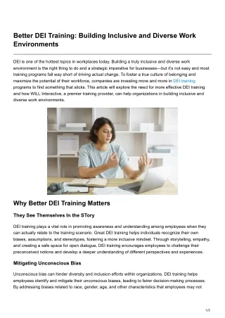 Better DEI Training Building Inclusive and Diverse Work Environments