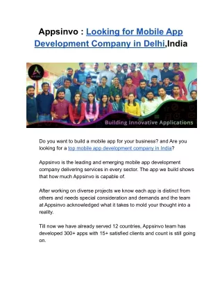 Appsinvo - Custom Web & Mobile App Development Company in Noida