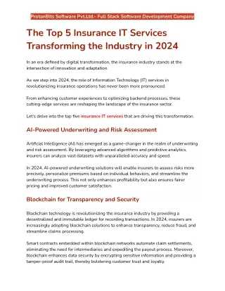 The Top 5 Insurance IT Services Transforming the Industry in 2024