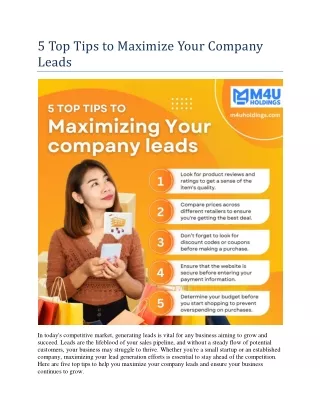 5 Top Tips to Maximize Your Company Leads