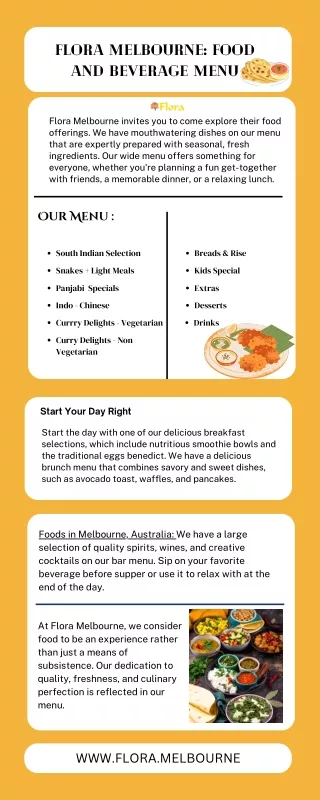 Flora Melbourne Food and Beverage Menu