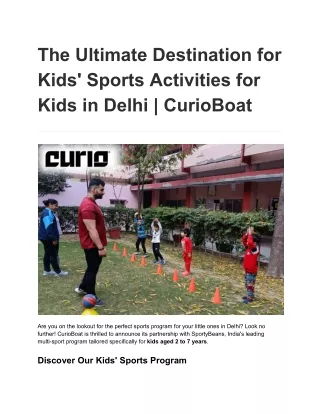 Sports Activities for Kids by CurioBoat