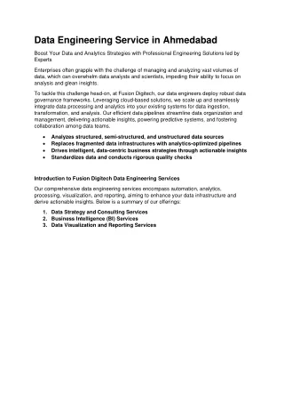 Data Engineering Service in Ahmedabad