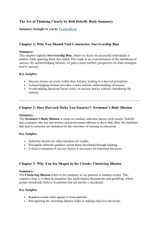 The Art of Thinking Clearly by Rolf Dobelli - Book Summary