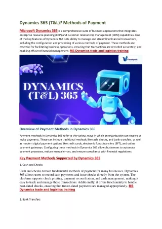 Dynamics 365 Trade and Logistics Functional Training