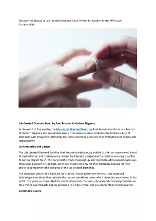 Discover the Beauty of Lab Created Diamond Band: Perfect for Modern Brides
