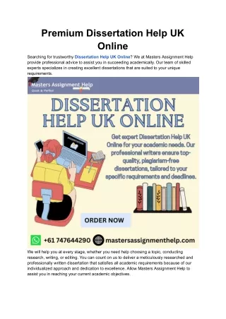 Premium Dissertation Help UK Online