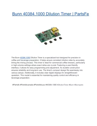 Bunn 40384.1000 Dilution Timer _ PartsFe