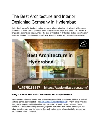 The Best Architecture and Interior Designing Company in Hyderabad