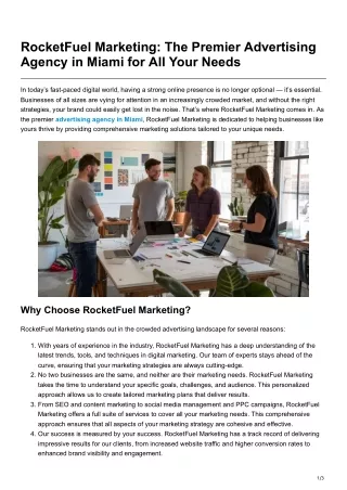 RocketFuel Marketing The Premier Advertising Agency in Miami for All Your Needs